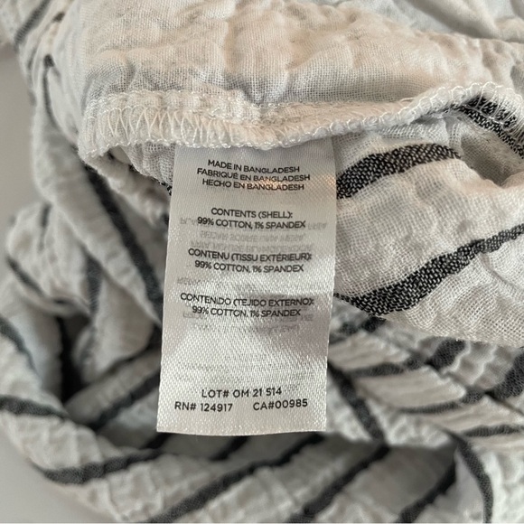 Onia White Striped Cotton Gauze Crinkled Drawstring Tapered Pants 20302 - Picture 8 of 10